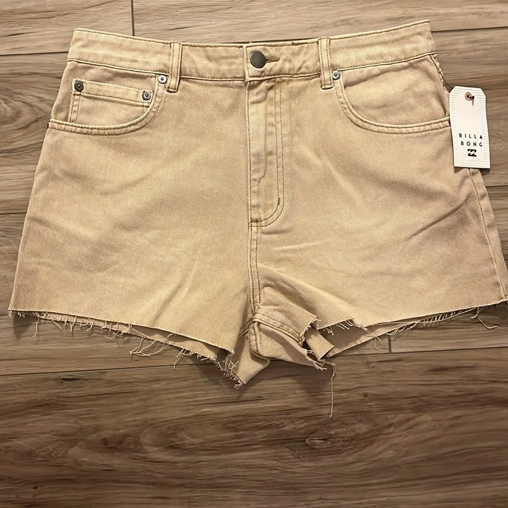 Billabong High Tides High Rise Cutoff Denim Shorts Khaki Tan NWT Size 30
